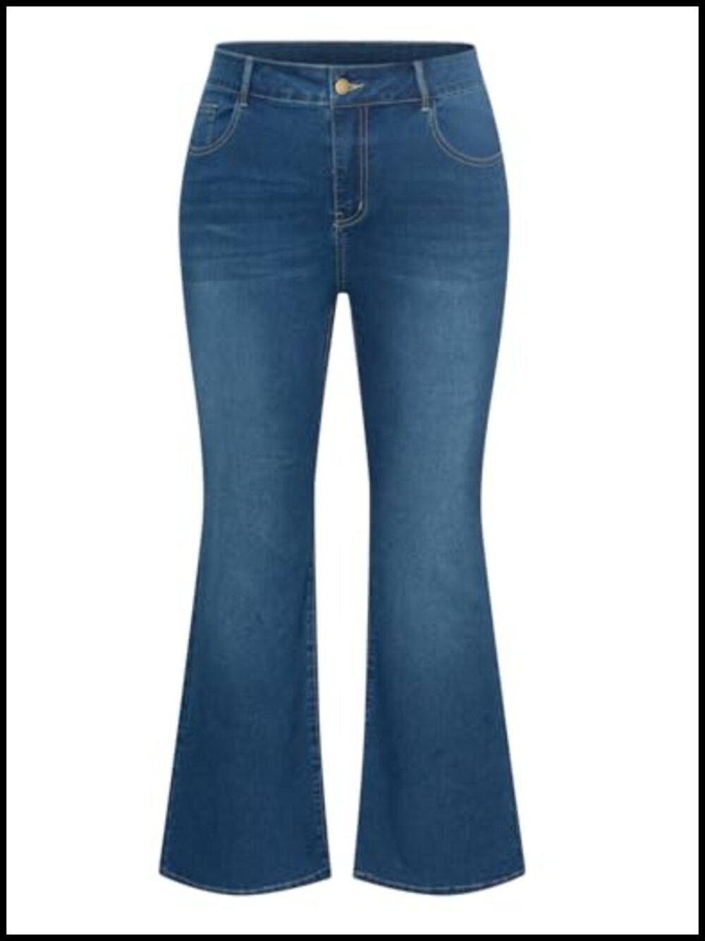 Plus Size Wide Flared High Waist Stretchy Denim Bell Bottom Jeans